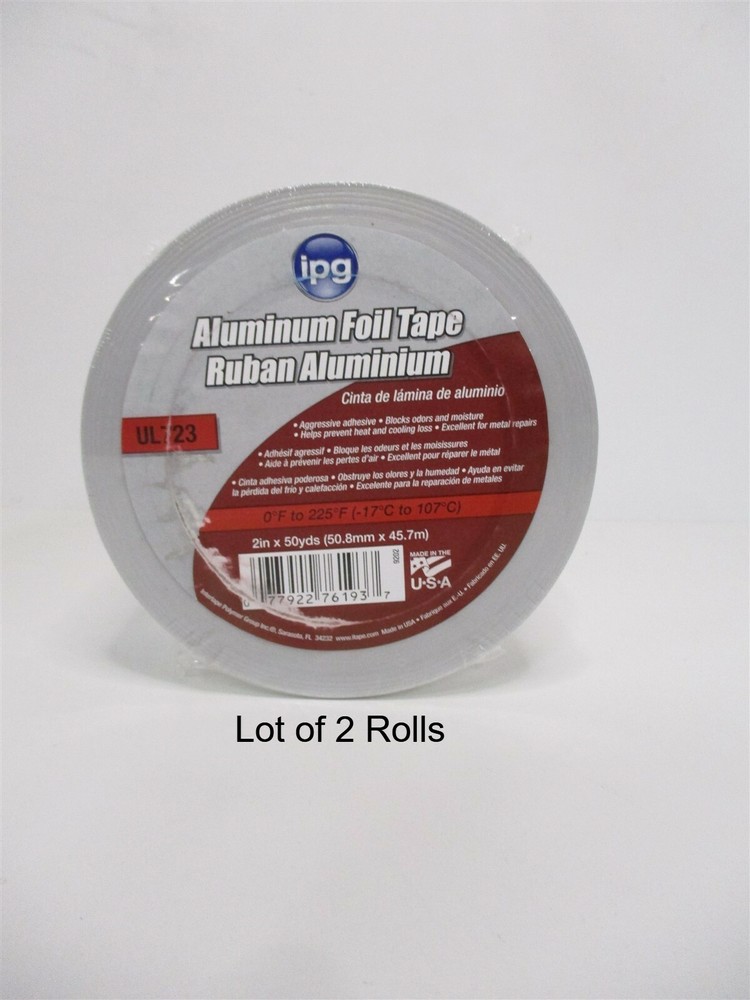 Intertape (89269) UL723 Ruban Aluminum Foil Tape 2″ x 50 yds x 3 mm Lot Of 2