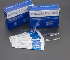 Sterile Surgical Carbon Steel Blades Scalpel Handle Dental Instrument 100Pcs