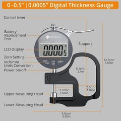 Digital Thickness Gauge Tool 0.5inch/12.7mm 0.0005inch/0.01mm LCD Display Gauge