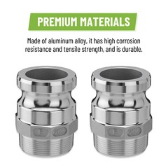 2 Pack Aluminum Camlock Fittings Type B & Type F Cam and Groove Hose Fittings A+