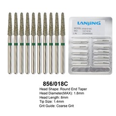 Dental Diamond Bur Round End Taper Ball Friction Grip Super Coarse Grit 850 856