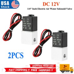 2PCS 1/4″ Fast Response Electric Air Water Solenoid Valve 12V DC Normally Closed