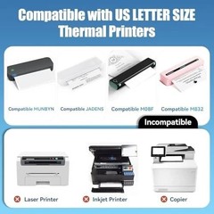 Thermal Printer Paper 8.5 x 11 Inch, 100 Sheets US Letter Size 100