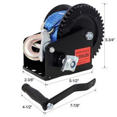 1200 LB Hand Crank Winch w/ 20 FT Strap, 2-Way Ratchet for Trailer, Boat, ATV