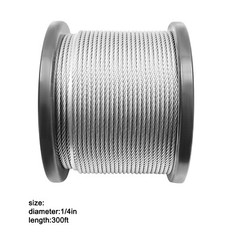 1/4 inch Stainless Steel Cable 300FT T304 7×19 Steel Wire Rope Aircraft Cable