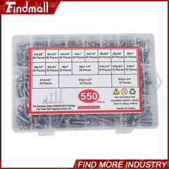 550Pcs 304 Stainless Steel Wood Screws Assortment Kit Phillips #4#6#8#10#12