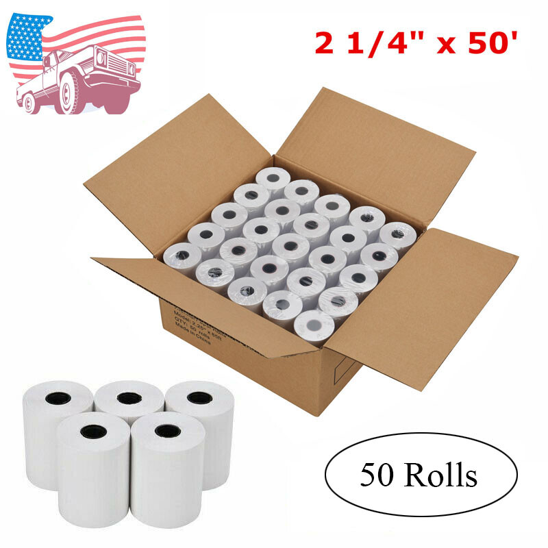 50 Rolls 2 1/4″ x 50′ Cash Register Credit Card Thermal Papers POS Receipt Blank