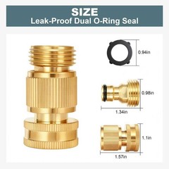 Garden Hose Quick Connect, Solid Brass 3/4 Inch GHT Inch,