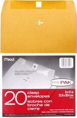 Mead Clasp Envelopes, Mailing Envelopes, 9” x 12” Manila Envelopes with Clas