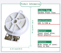 Twist Tie, 328 Feet (100M), White Cable Ties with Cutter, Garden Plant Ties Reus