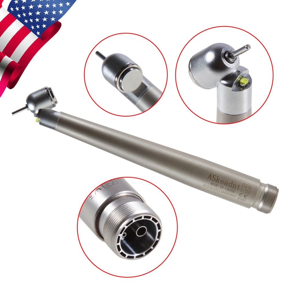 45 Degree Dental LED E-generator 45° Angle High Speed Handpiece 2 Hole ASkeadnt