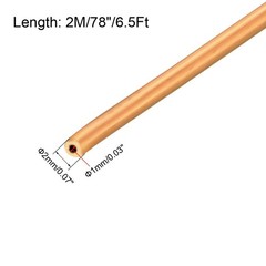 Refrigeration Tubing 2mm OD 1mm ID 6.5Ft Length Copper Tubing Coil