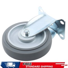 4 Pieces 5″ Industrial Casters Heavy Duty Fixed Rubber Casters 1400 Pounds Grey