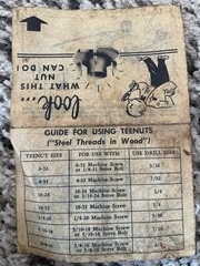 Teenuts – Steel Threads In Wood, Various Sizes, See Description And Pictures