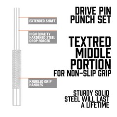 6Pcs Hollow End Roll Pin Tool Starter Punch Set Steel 1/16 5/64 3/32 1/8 5/32