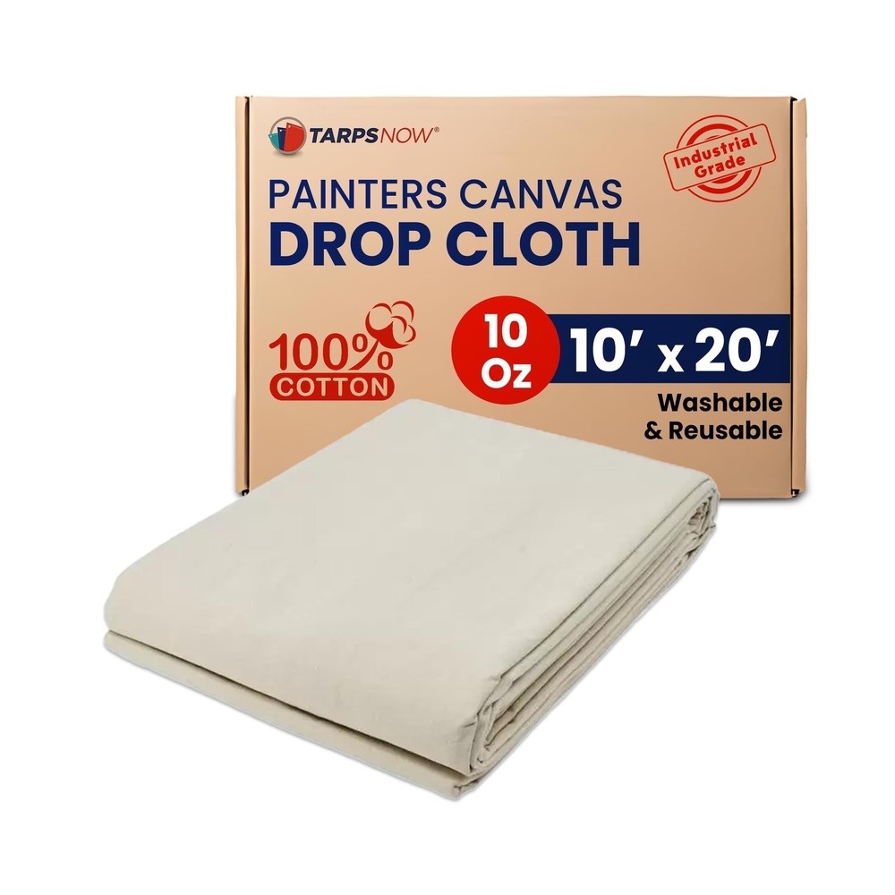Tarps Now 10×20 ft Premium Heavy Duty Canvas Drop Cloth for Pai… USA FAST SHIP