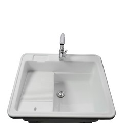 Freestanding Plastic Utility Sink Laundry sink Size:25.9*21.65*31.5in(White)
