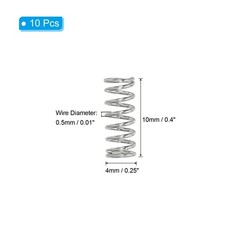 PATIKIL Compression Spring, 0.5mm Wire Dia x 4mm OD x 10mm L, 10 Pcs 304 Stai…