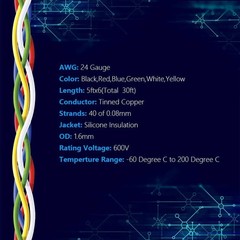 24 Gauge Stranded Wire Electrical Wire 24 AWG Silicone Cables Hook up Wire Kit