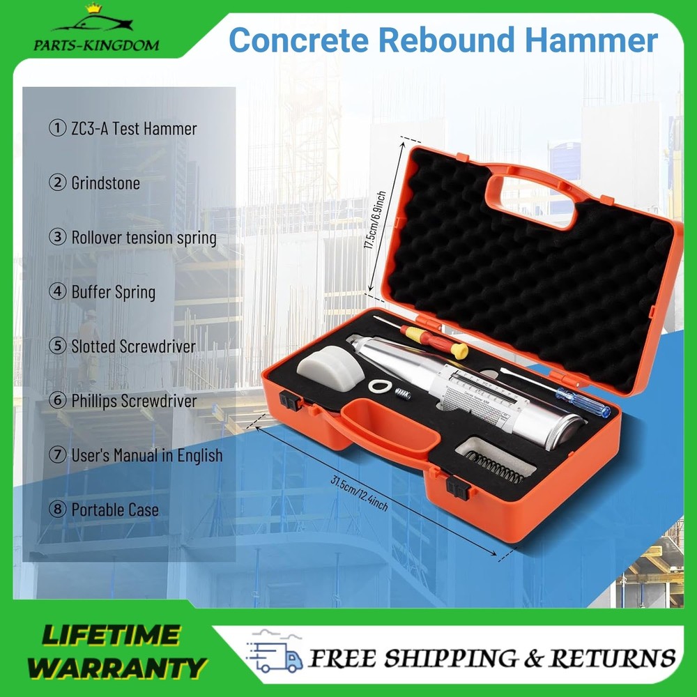 Portable Concrete Rebound Hammer Tester Resiliometer Test Meter Tool 10-60Mpa,US