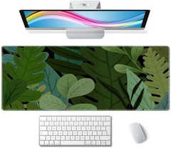 Desk Mat, Large Pad Mouse 31.5L x 11.8W inches, Monstera Leaves