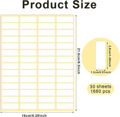 1680 Pcs Rectangle Labels 0.5″ X 1.5″ White Writable Name Label Stickers Blank