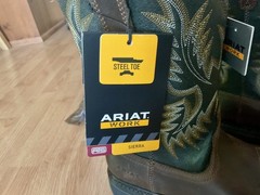 Ariat Sierra Steel Square Toe Work Boots 11D Brown Pine Green Leather 10017434