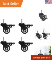 4Pcs 1.5 Inch Heavy Duty Caster Wheels Swivel Casters with Brake and M8 Threa…