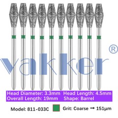 10pc Dental FG Diamond Burs for High Speed Handpiece Barrel Wheel Pear Shape