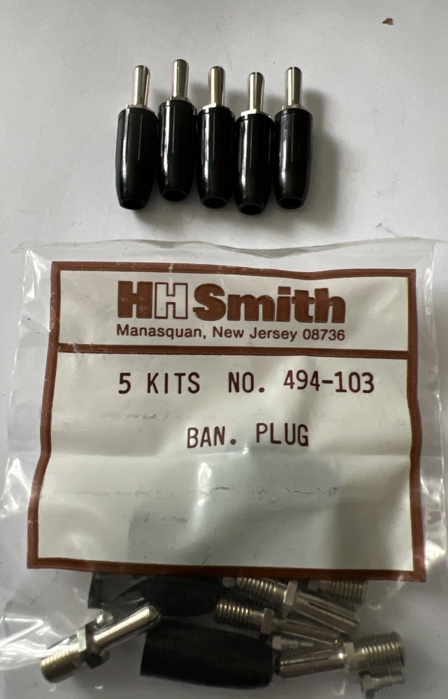 HH SMITH 494-103 BLACK BANANA PLUG 5 PCS KIT NEW IN PACKAGE 30 DAY RETURNS