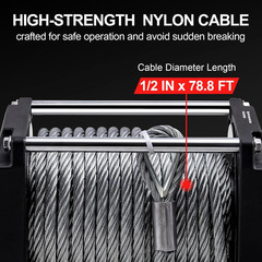 Heavy-Duty Hydraulic Winch 20,000lbs – 1/2″X78Ft Steel Cable, BMR100 Motor