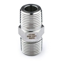 U.S. Solid 1pc Stainless Steel Pipe Fitting Hex Nipple MNPT 1/2″ x MNPT 1/2″