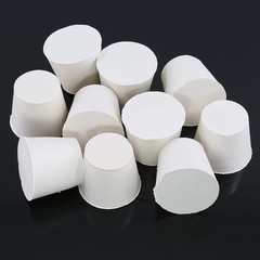 10-PCS 6 White Solid Rubber Stoppers, Tapered, 33x25x28mm, Lab Plugs, Bungs