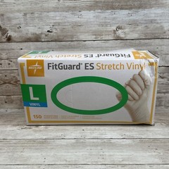 *3 DENTED* MEDLINE FITGUARD ES Stretch Vinyl Exam Gloves Size: LARGE, EXP: 10/24