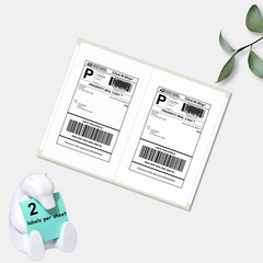 500 Shipping Labels 8.5×5.5 Rounded Corner Self Adhesive 2 Per Sheet PACKZON®
