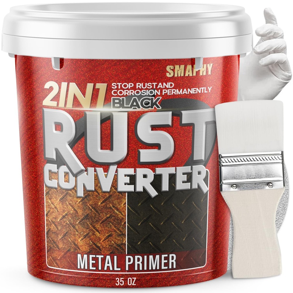 2 in 1 Rust Conveter for Metal Automotive (Matte Black), 35 oz Anti Rust Inhi…