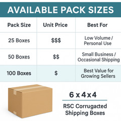100 6x4x4 Shipping Boxes – Kraft RSC Corrugated Mailers – Bulk Cardboard Pack