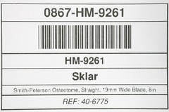 Sklar 40-6775 Smith-Peterson Osteotome, Straight, 19mm Wide Blade, 8in
