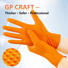 8Mil Orange Disposable Nitrile Gloves 3-Pack Diamond Grip Heavy Duty Latex Free