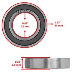 Caltric 69-22-2RS 69/22-2RS 69/22 Single Row Rubber Sealed Ball Bearings 22x39x9
