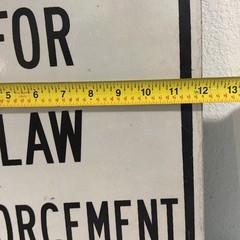 Authentic RESERVED FOR LAW ENFORCEMENT Retired Parking Sign Florida 18”x12” RARE