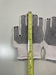 Dotted String Knit Gloves Both Sides Black PVC Dots (12 Pairs) Gloves L