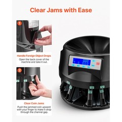 Uimoso Automatic Coin Counter & Sorter,5Denominations,225 Coins/Min, LCD Display