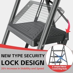 DIAMONDFORGE 3 Step Ladder 3 without Tool Platform, Black and Yellow