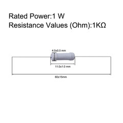 50Pcs 1K Ohm Resistor, 1W 5% Tolerance Metal Oxide Film Resistors, Axial