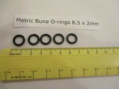 8.5mm ID x 12.5mm OD x 2mm thick O-ring. Buna-70. Quan 5.