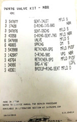 76976 VALVE KIT FOR CAT PUMP 4DNX,4SPX,4SP,4PPX, RSPX, 4SP PRESSURE WASHER