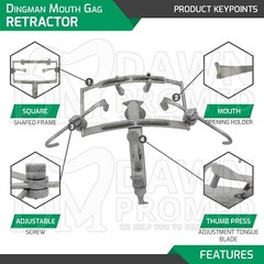 Dingman Mouth Gag Retractor With Blades Set Dental Instruments German Grade