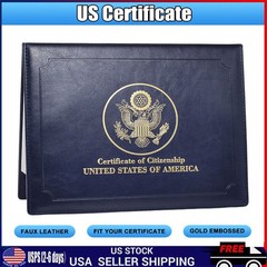 US Citizenship Certificate Holder Naturalization Padded Leatherette Cover