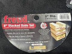 Freud 8 inch Stacked Dada Set and Dado Chipper 5/8 inch Arbor Never Used